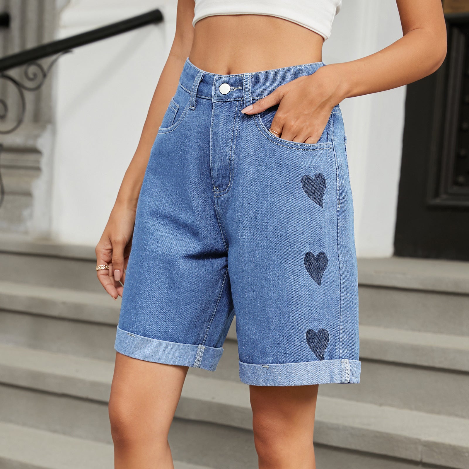 Women's Summer New Loose Casual Washed Denim Shorts