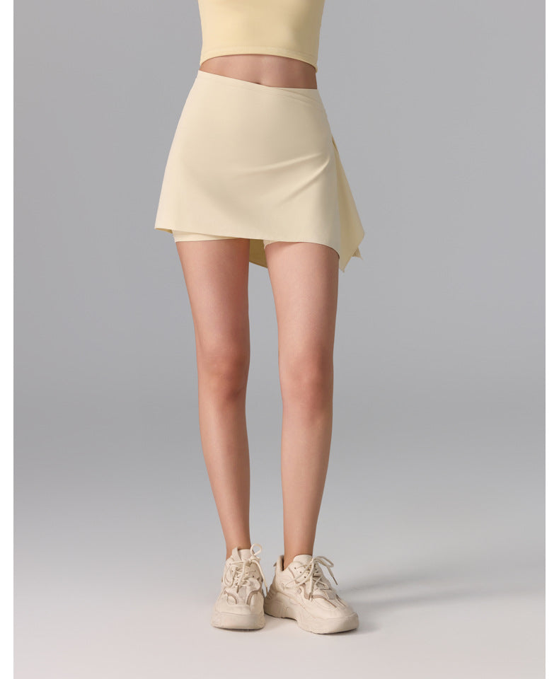 Women's Two-Piece Sports Skirt with Built-In Nude Shorts - Anti-Exposure, Antibacterial, Yoga & Running Fitness Skort