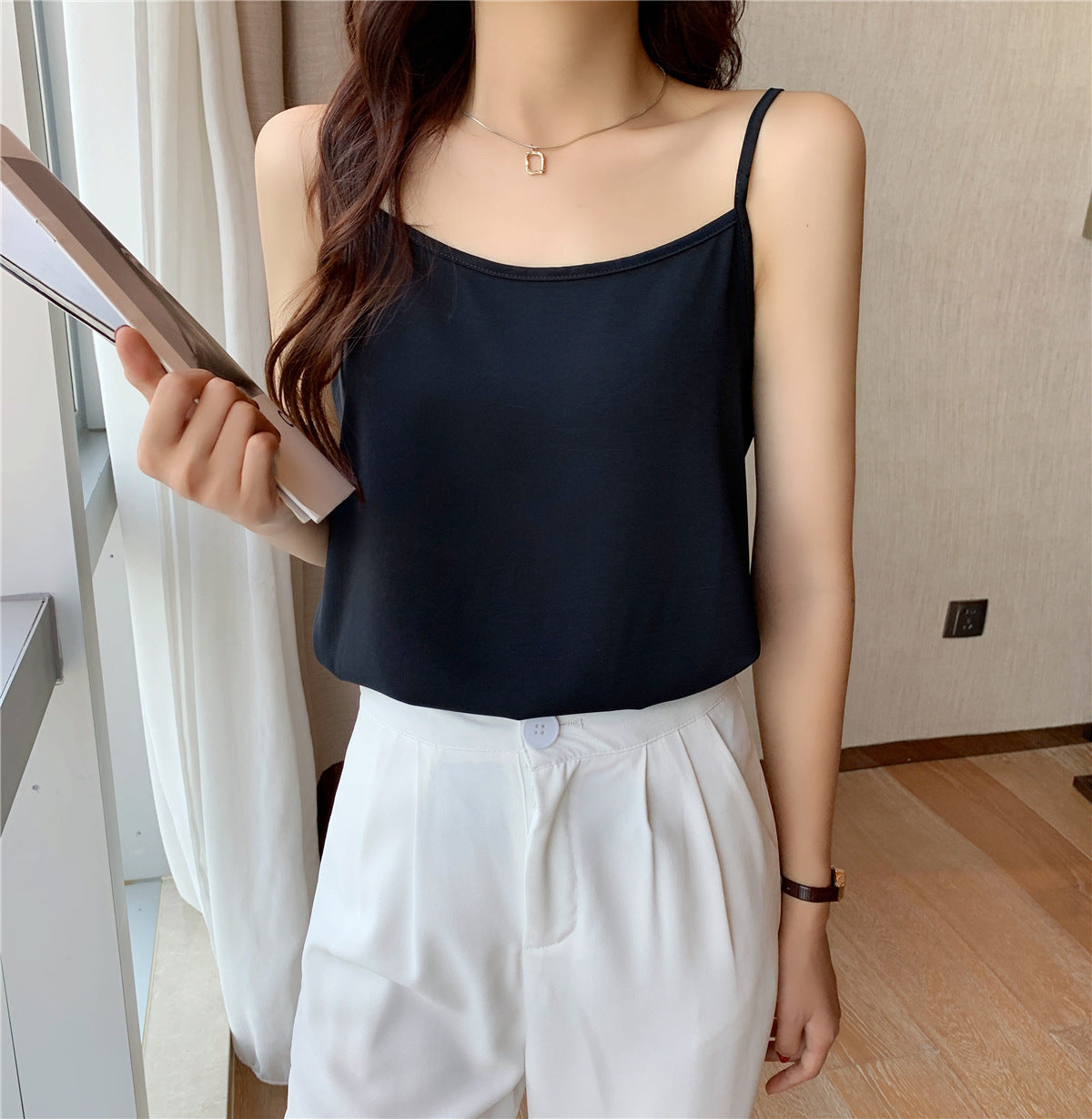 2025 Summer Women's Small Camisole Vest with Base & Suit-Style Outerwear - White | New Style