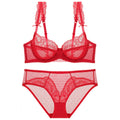 Women’s Lace Underwear Set – Large Size Thin Transparent Bra for Big Bust