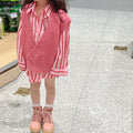 Girls Pink Cartoon Knit Sweater
