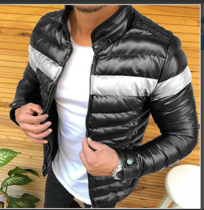 Men’s Black Casual Cotton-Padded Jacket