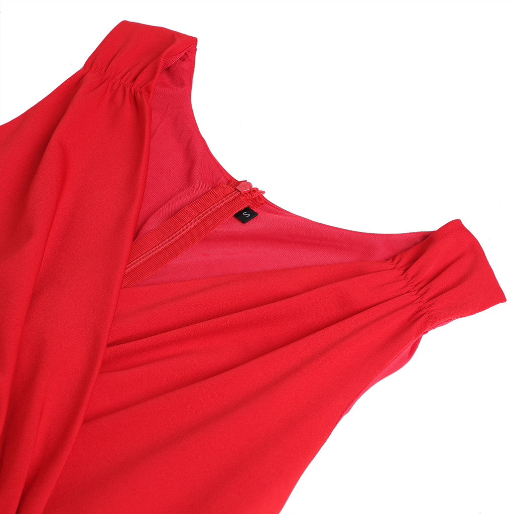 Women Graceful Solid Color Sleeveless Cocktail Evening Dress