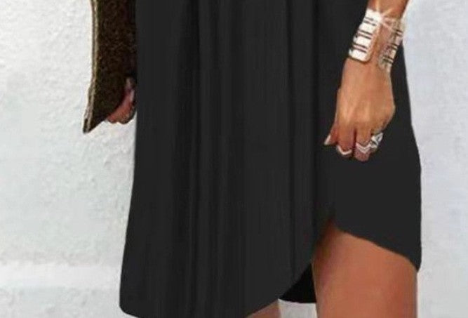 Women's Summer Wavy Collar Hollow Short-Sleeve Elegant Dress