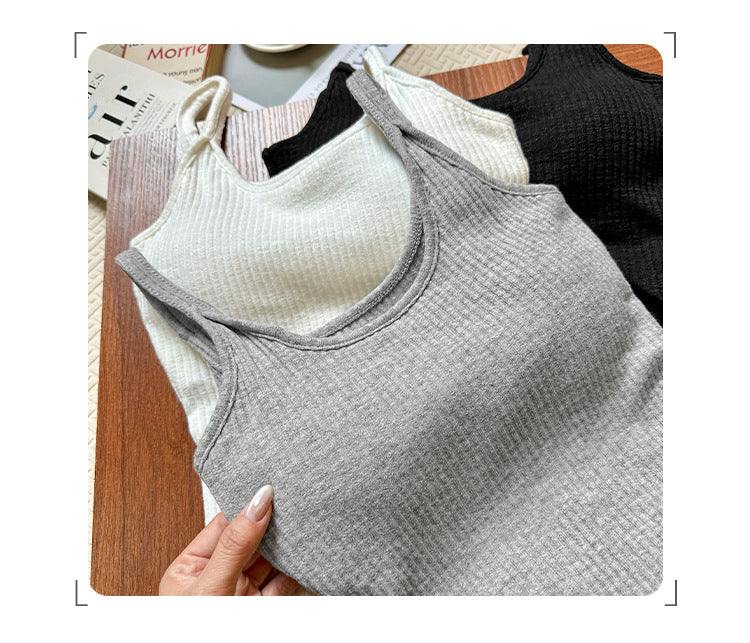 Women's Niche White Double-Strap Sling Top - Tight Sleeveless Summer Vest for Inner & Outerwear