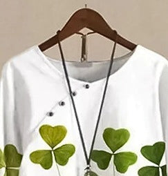 Women’s Printed Round Neck Short-Sleeve Top and Loose Pants Casual Two-Piece Set