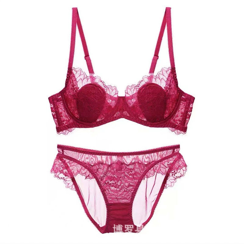 Women Lace Embroidered Bra Thin Cup Summer Big Breast Underwear Women's Push Up Lace Underwear