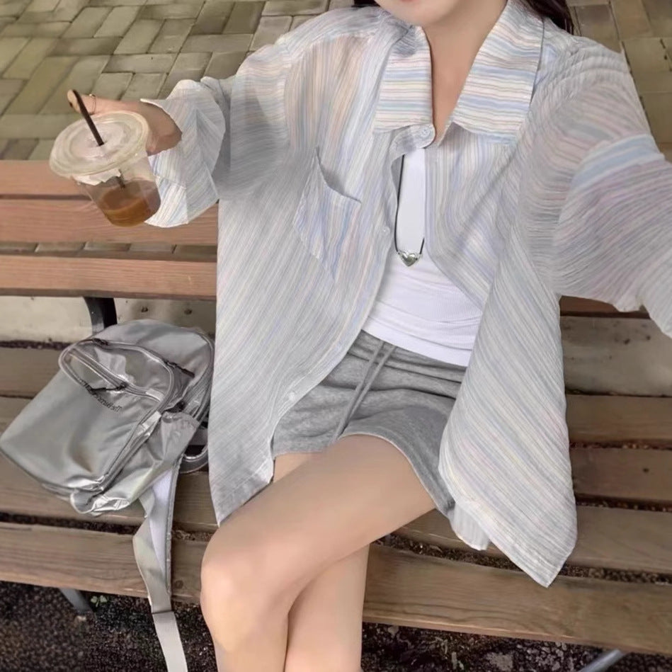 French Style Striped Shirt for Women - Effortlessly Chic Parisian Look