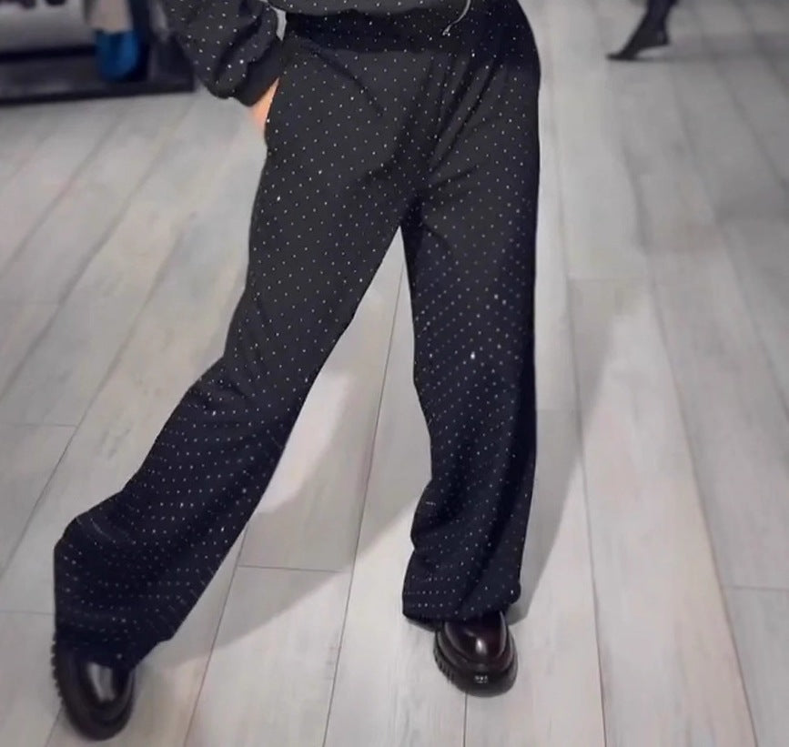 Women's Long Sleeve Round Neck Loose Zip Top and Pants Two-Piece Casual Set