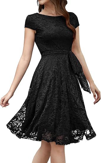 2025 New Short Hollow-Out Solid Color Lace Sleeveless Dress – Elegant Hepburn Style for Annual Meetings & Special Events