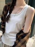 Women's Irregular Hem I-Shaped White Vest - Niche Summer Sleeveless Outerwear