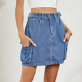 Women's Summer New Washed Adjustable Waist Denim Short Skirt - Casual Comfort with a Stylish Edge