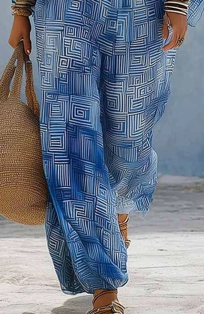 Women's V-Neck Loose Textured Casual Two-Piece Lounge Set