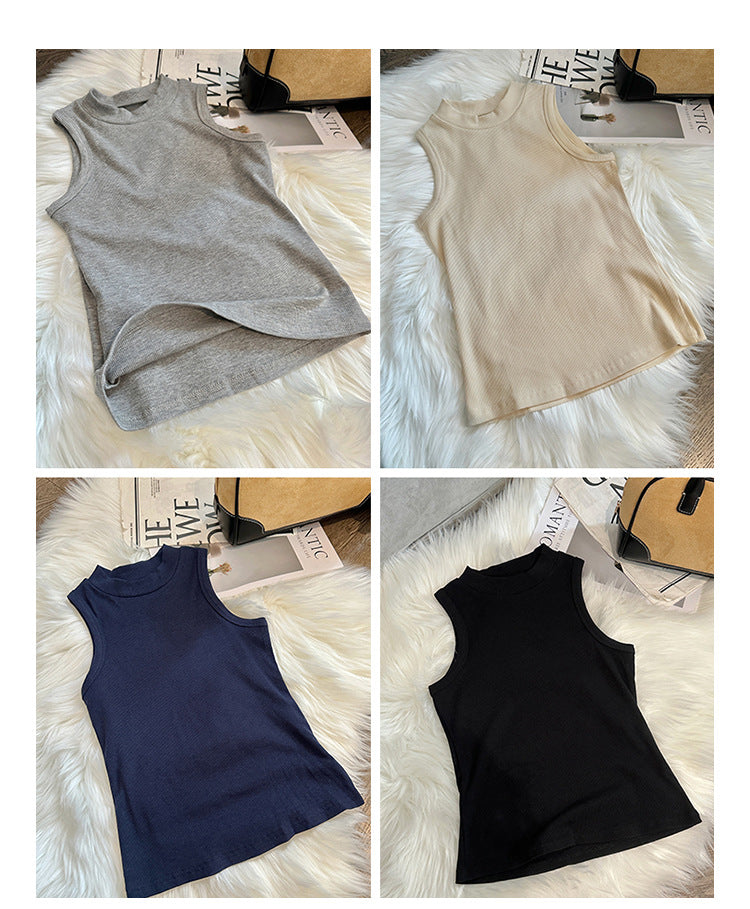 Women's Milky White Sports Camisole - Spring & Summer Sleeveless Innerwear/Outerwear Top
