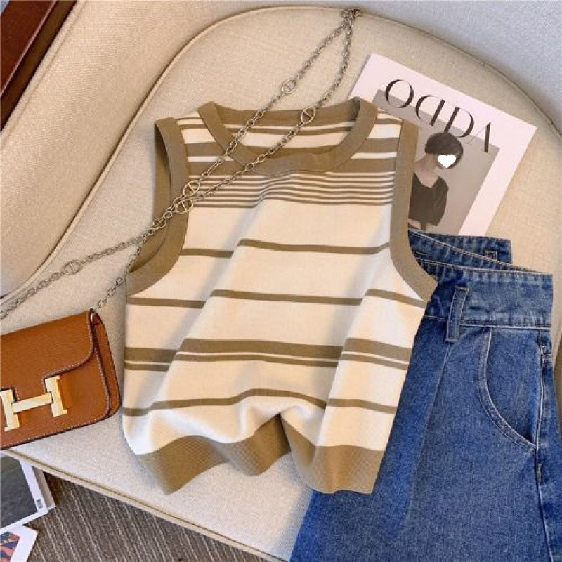 Sweet Hottie Striped Sleeveless Sweater - Summer Chic Casual Top for Women