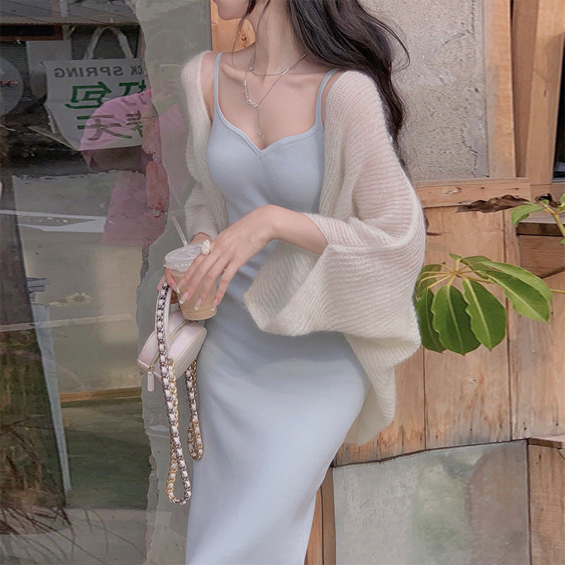 Women's White Knitted Top - Lazy Autumn Gentle Style Niche Design Sweater