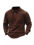 Retro Corduroy Polo Collar Men’s Sweatshirt
