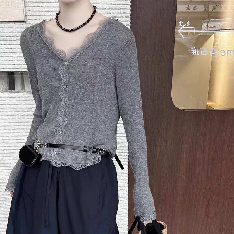 Summer Sweetheart Vibes - Lace-Edged V-Neck Sun Protection Cardigan