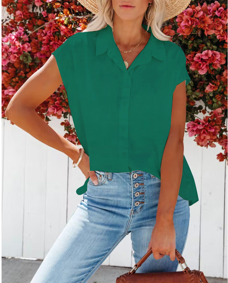 Women's Sleeveless V-Neck Top - Solid Color Summer Blouse for Casual & Office Wear