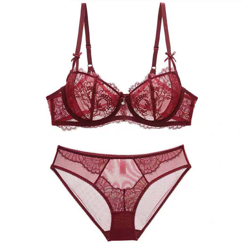 women's thin bra big breasts show small beautiful back bra set