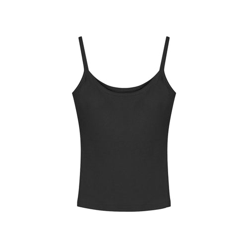 A young woman is dressed in a bright yellow camisole vest, perfect for the warm summer weather.