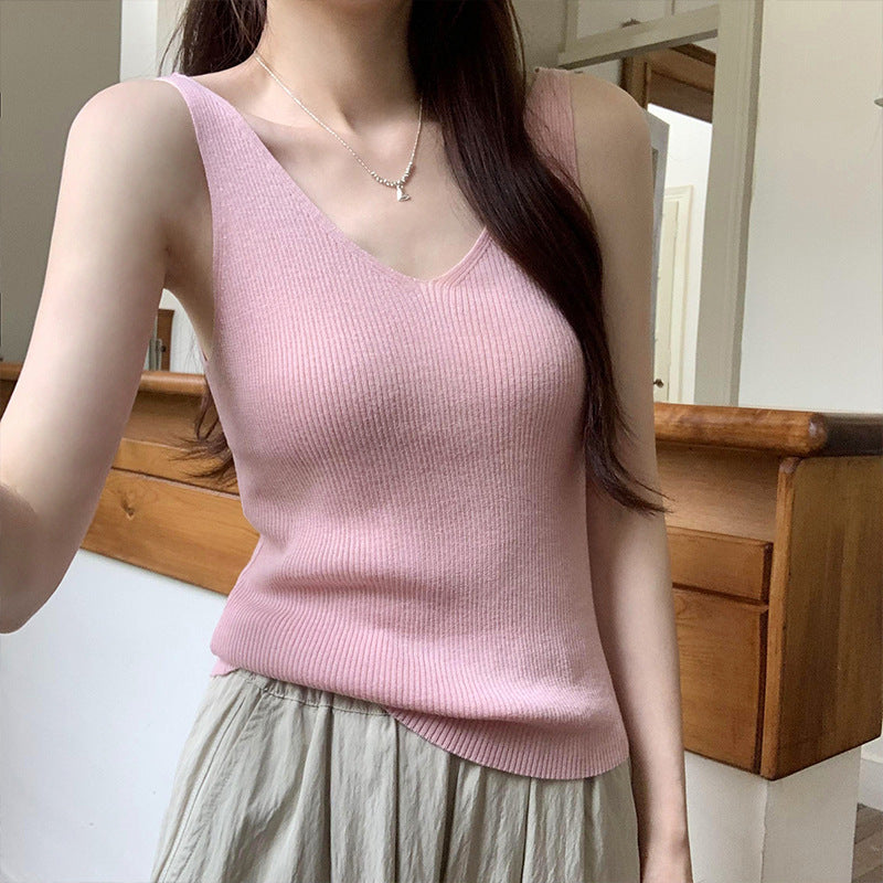 Women's High-End Sleeveless V-Neck Knitted Vest