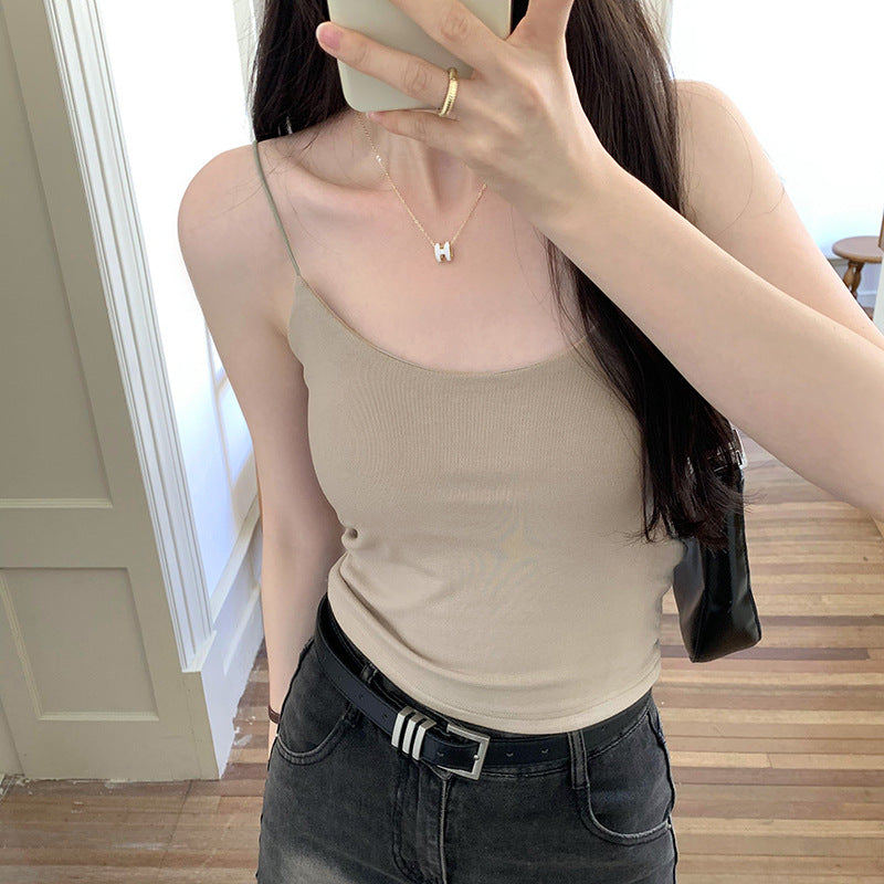 Women's Real Shot Camisole with Chest Pads - Sleek Summer Strap Top