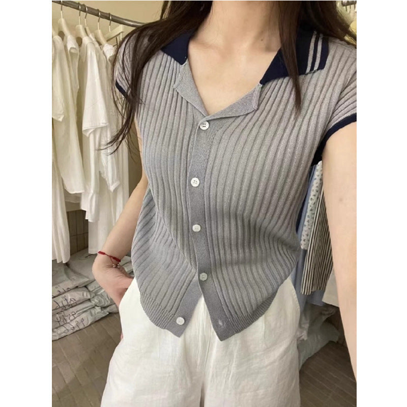 2025 Summer Women's Short-Sleeved Knitted Cardigan - Lightweight Slimming Fit