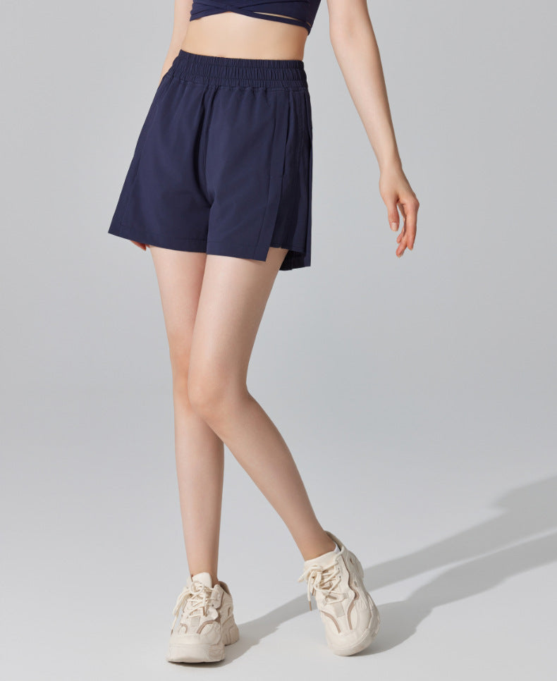 Sports Casual Quick-Dry 3/4 Wide-Leg Shorts - Loose Fit Yoga & Running Pants with Pockets