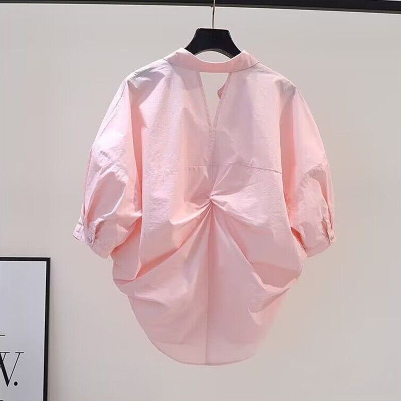 Women's Summer Pleated Loose-Fit Shirt - Niche Design, Age-Reducing Charm