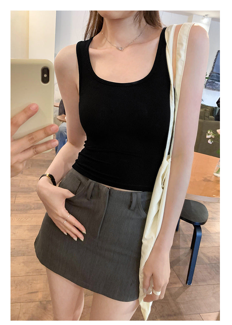 Women's Sleeveless Sports Vest - New Style Short Top for Innerwear or Activewear