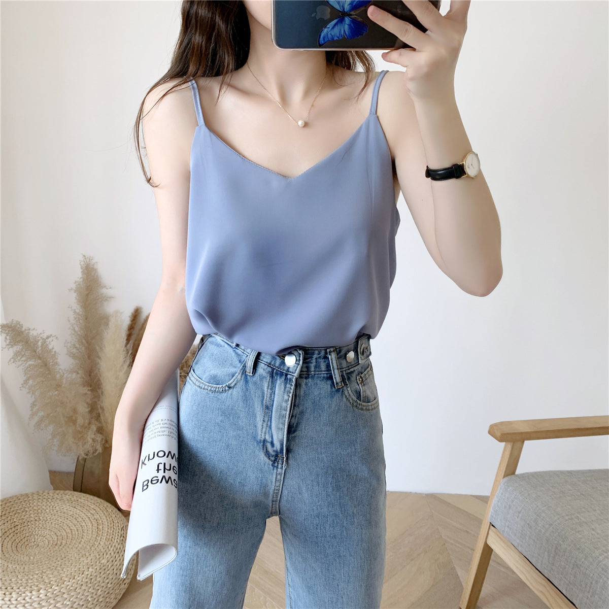 Women's Summer Camisole Vest - Loose Fit Sleeveless Top, Casual Chic Short Tank