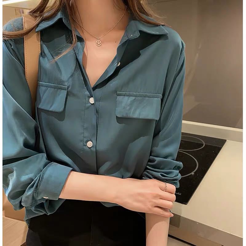 Autumn White Slim Fit Shirt - Light Mature Style Niche Design for Women
