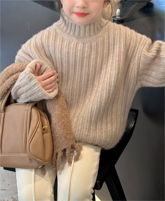 Girls Warm Turtleneck Knit Sweater
