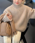 Girls Warm Turtleneck Knit Sweater