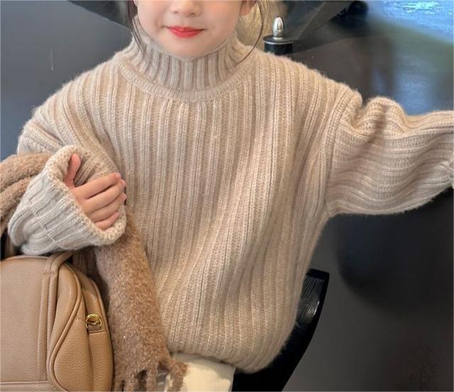 Warm High Neck Knit Sweater for Girls