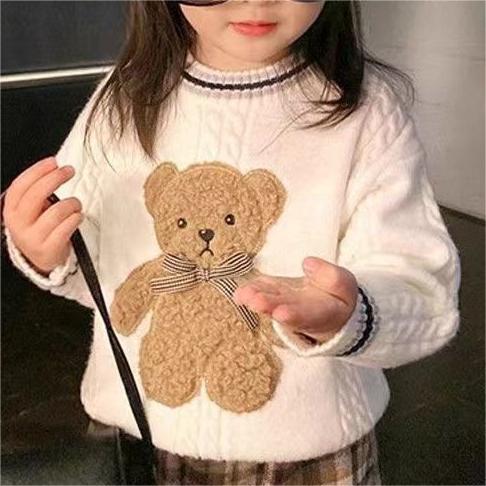 Trendy Girls Cartoon Knit Top