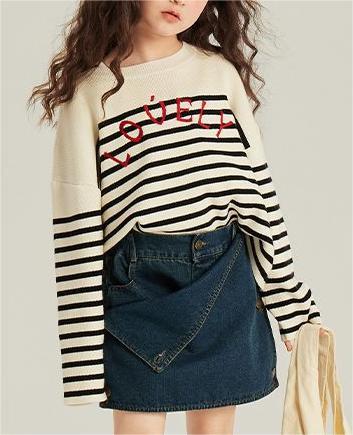 Girls Striped Knit Sweater