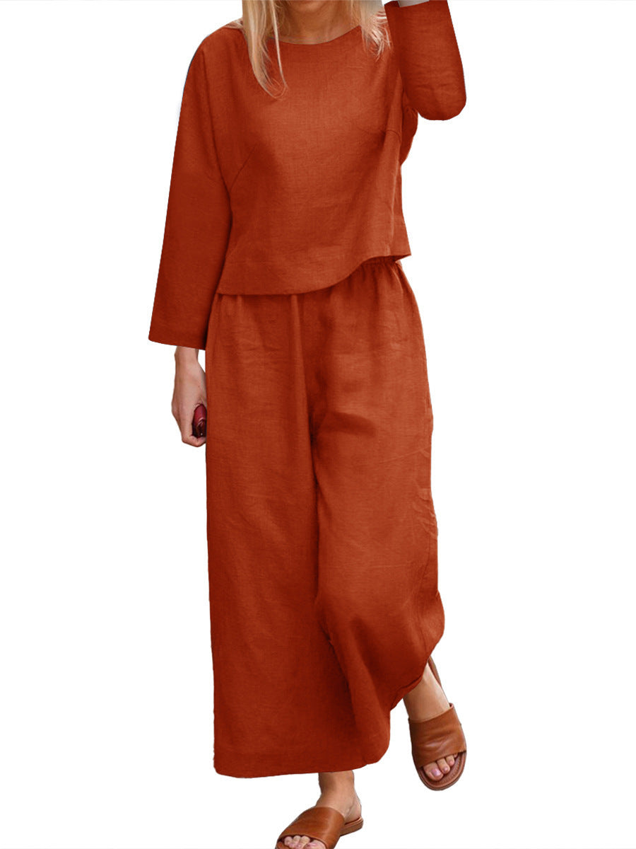 Casual Loose Color Shirt and Pants Set