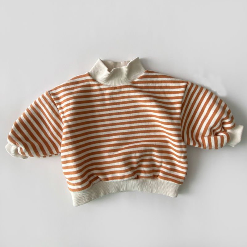 Soft Cotton Striped Turtleneck Sweatshirt for Babies