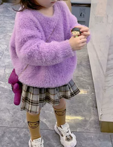 Girls Korean Style Velvet Knitwear