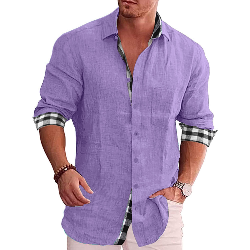 Men Cotton Linen Long Sleeve Casual Shirt