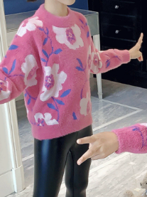 Girls Thickened Velvet Pullover Sweater
