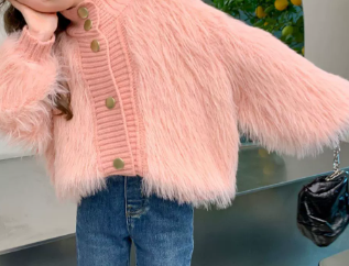 Girls Solid Color Knit Cardigan Jacket