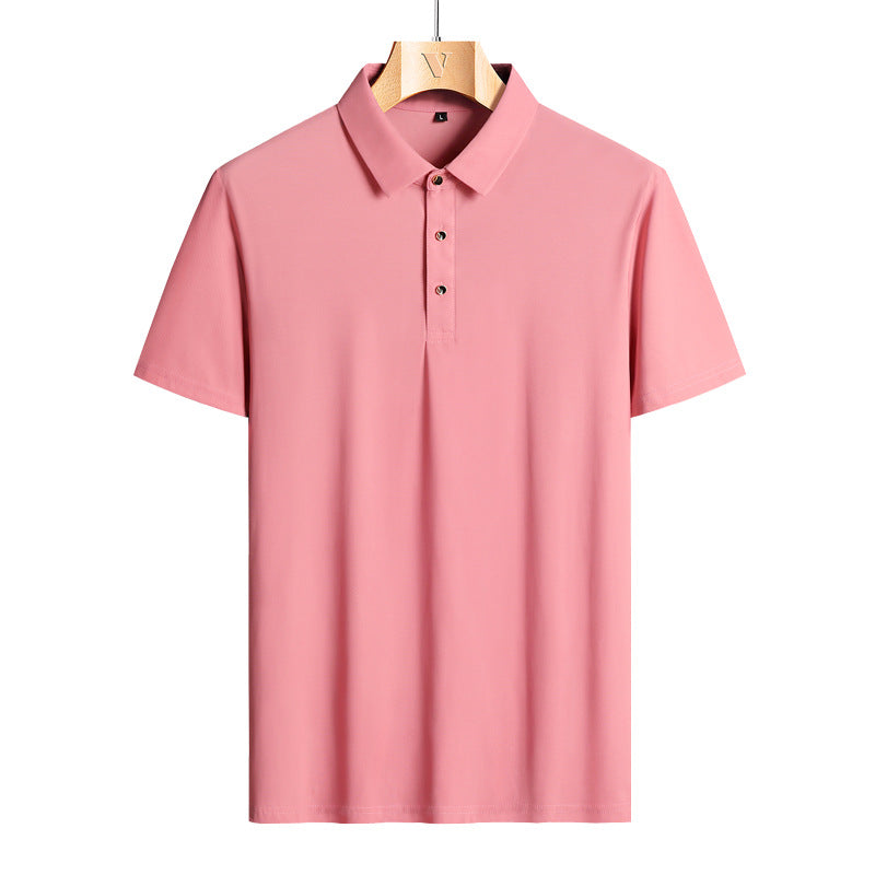 Men’s Ice Silk Casual Loose Short Sleeve Polo Shirt
