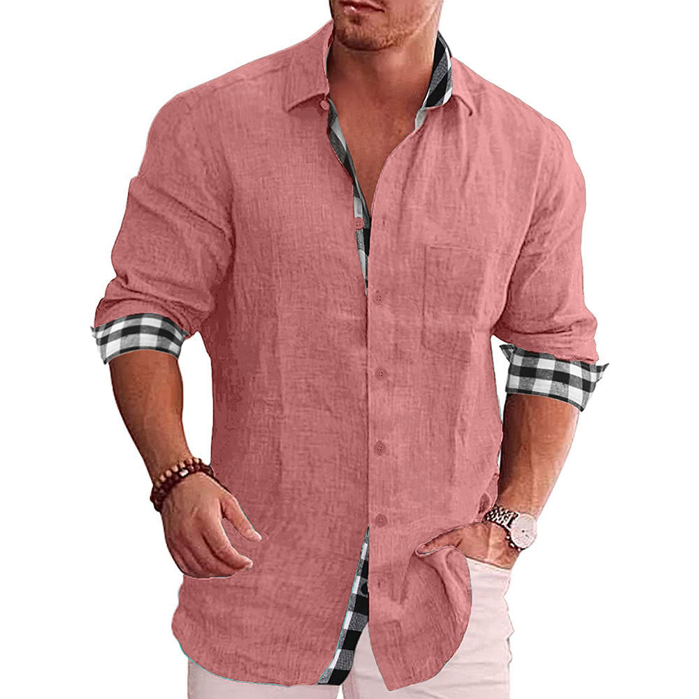 Men Cotton Linen Long Sleeve Casual Shirt