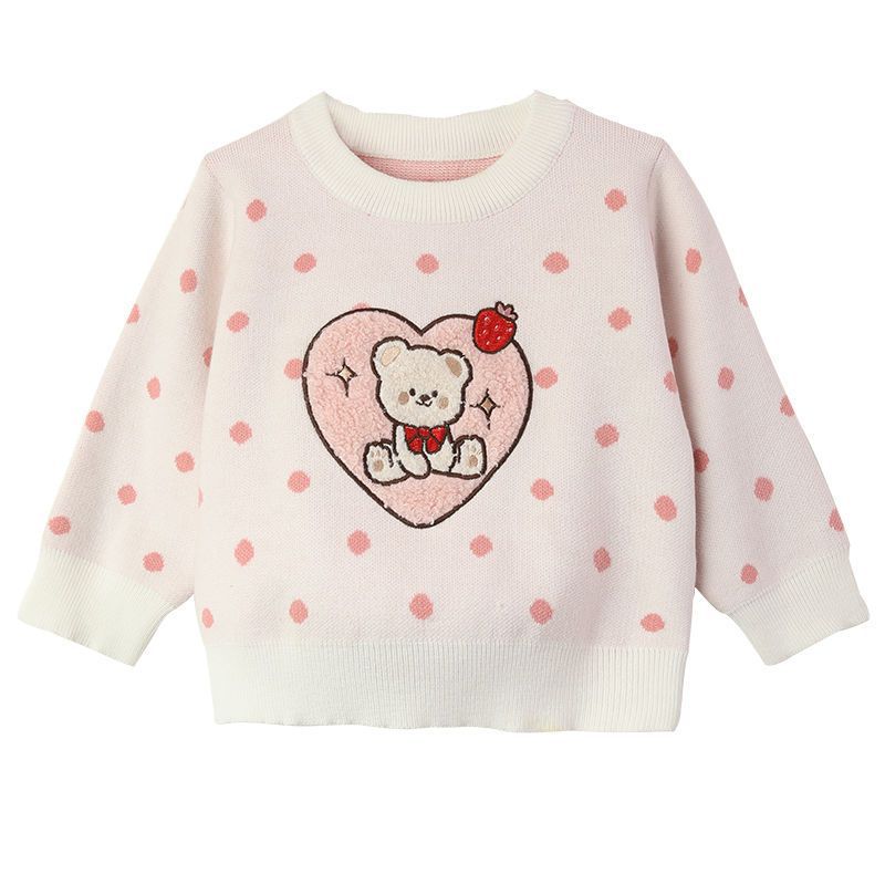 Cartoon Embroidered Knit Sweater for Girls