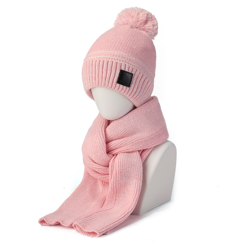Winter Knitted Hat And Scarf Set With Color Match