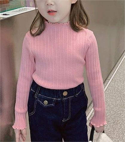 Cozy Solid Knit Top for Little Girls