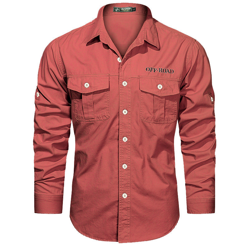 Men’s Pure Cotton Slim Casual Long Sleeve Shirt